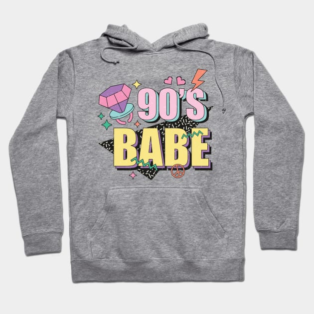 90s Babe Retro Vintage Aesthetic Hoodie by FlawlessSeams